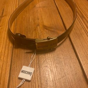 MOSCHINO JEANS Dark Brown Leather Belt